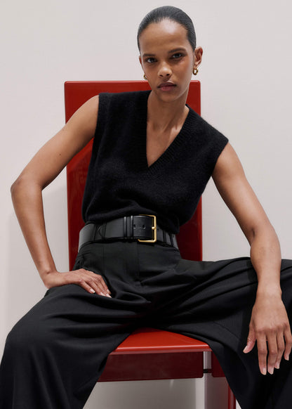 ME+EM Black V-Neck Straight Knit Vest
