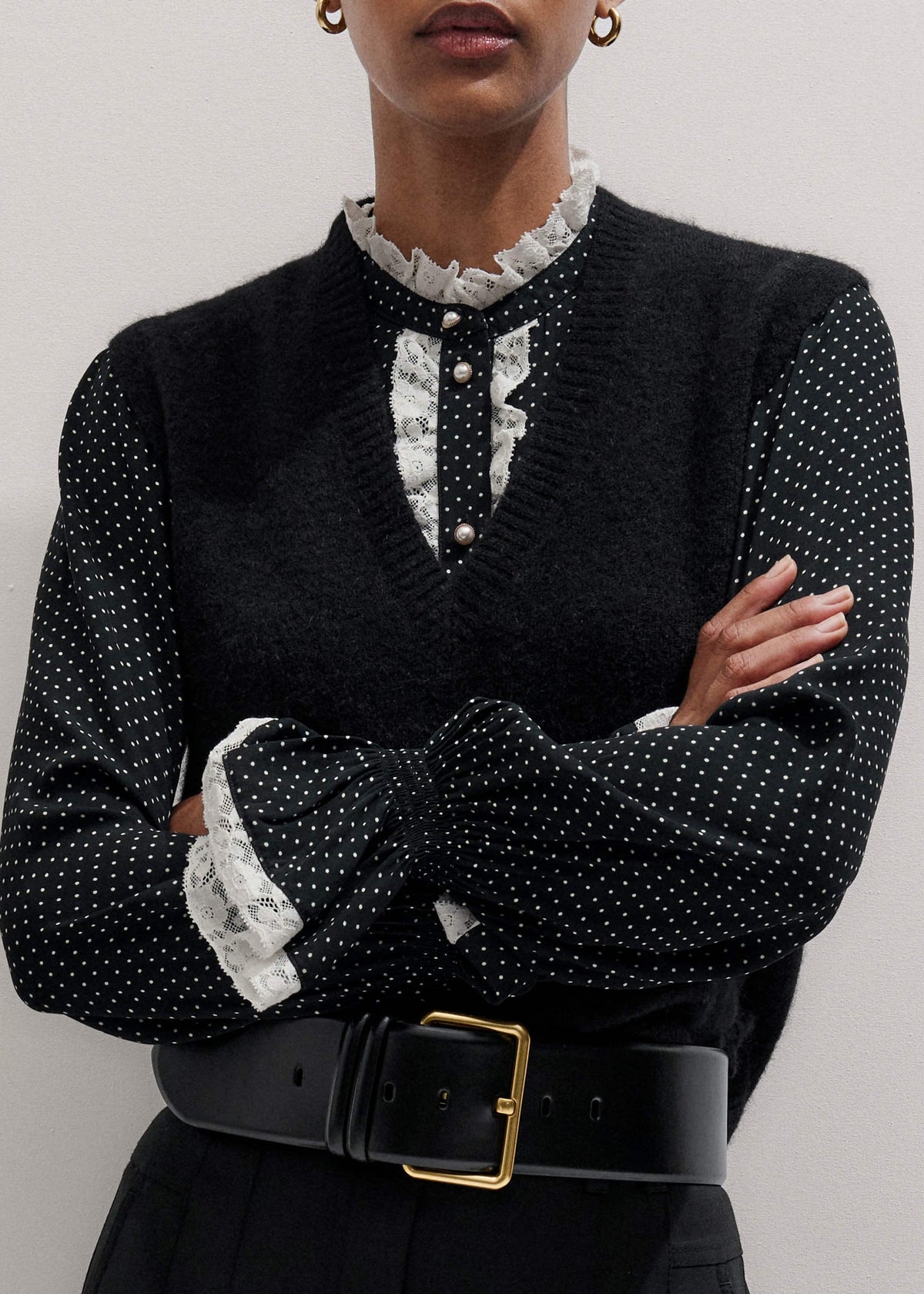 ME+EM Black V-Neck Straight Knit Vest