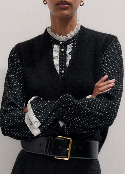 ME+EM Black V-Neck Straight Knit Vest