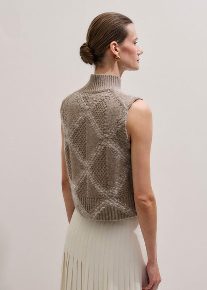 ME+EM Brown Merino Statement Textured Argyle Sweater Vest