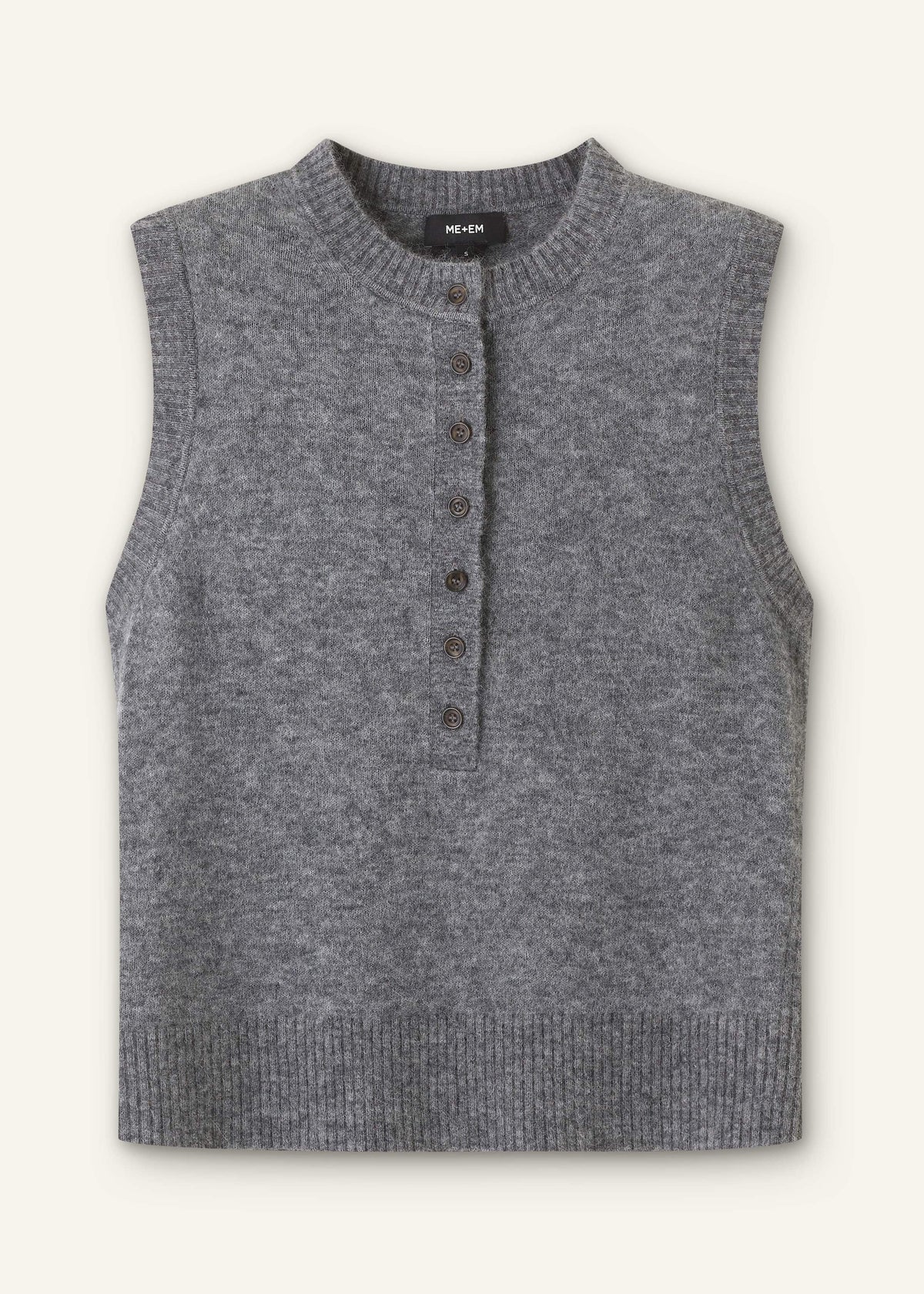 ME+EM Grey Henley Straight Knit Vest