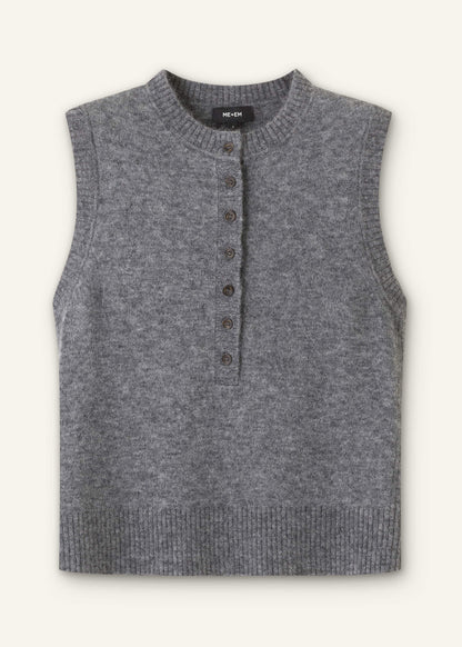 ME+EM Grey Henley Straight Knit Vest