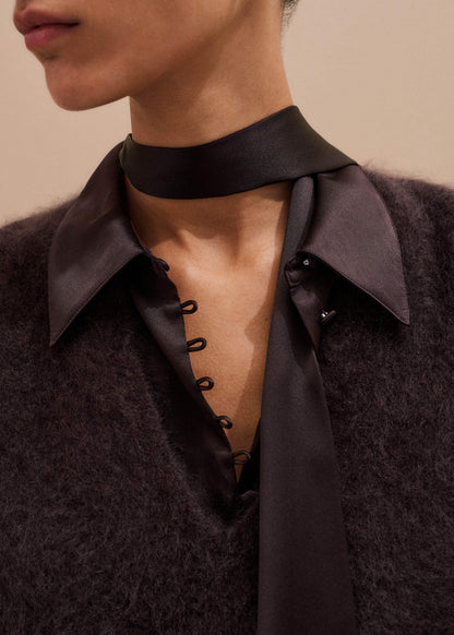 ME+EM Brown Brushed Cashmere V-Neck Sweater Vest