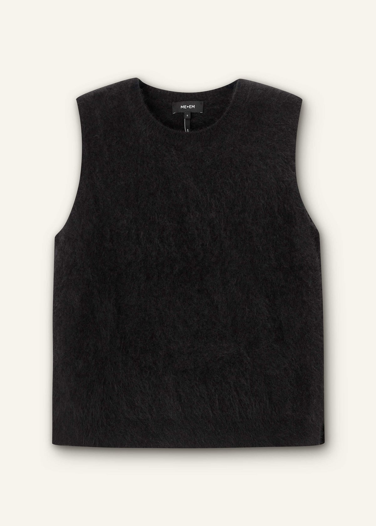 ME+EM Black Brushed Cashmere Straight Sweater Vest