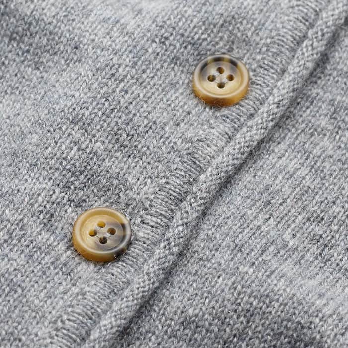 ME+EM Gray Cashmere Roll Trim Straight Cardigan