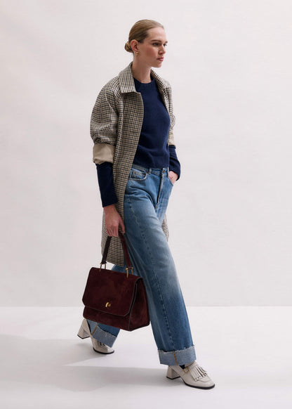 ME+EM Navy Cashmere Crew Neck Crop Sweater