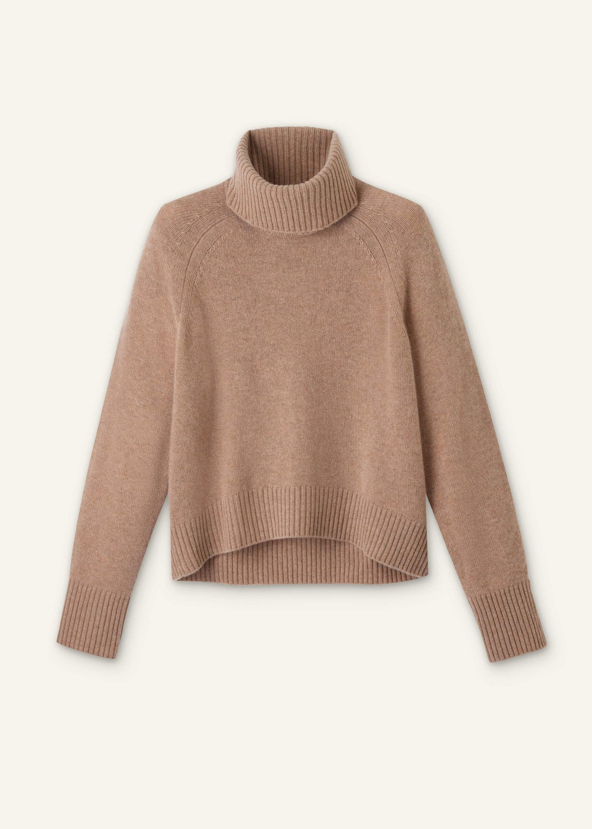 ME+EM Brown Cashmere Curved Hem Raglan Sweater + Snood