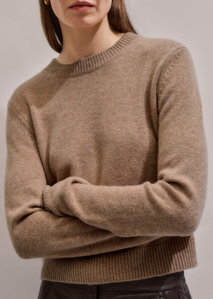 ME+EM Camel Brown Cashmere Relaxed Crop Sweater