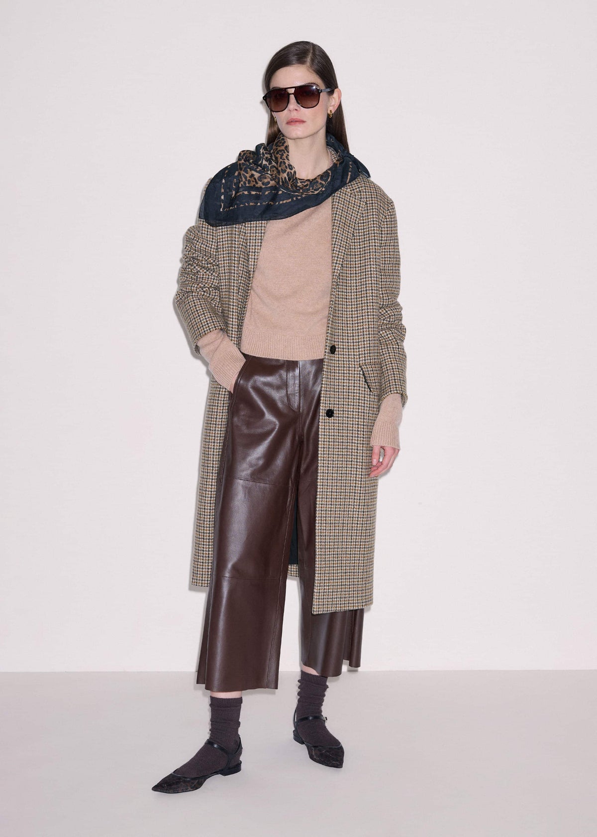 ME+EM Camel Brown Cashmere Relaxed Crop Sweater