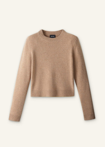 ME+EM Camel Brown Cashmere Relaxed Crop Sweater