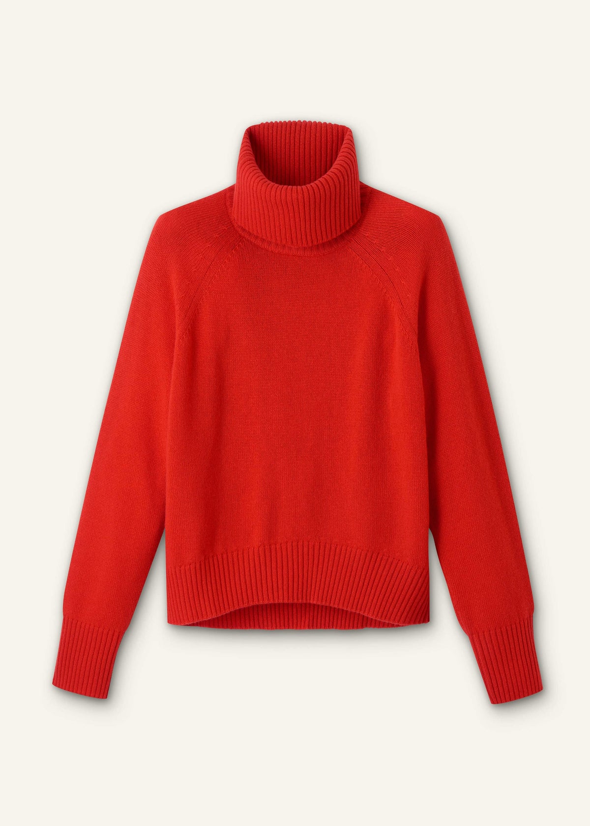 ME+EM Red Cashmere Curved Hem Raglan Sweater + Snood