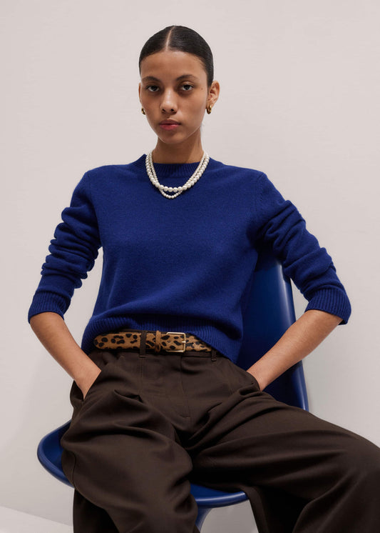 ME+EM Blue Cashmere Relaxed Crop Sweater