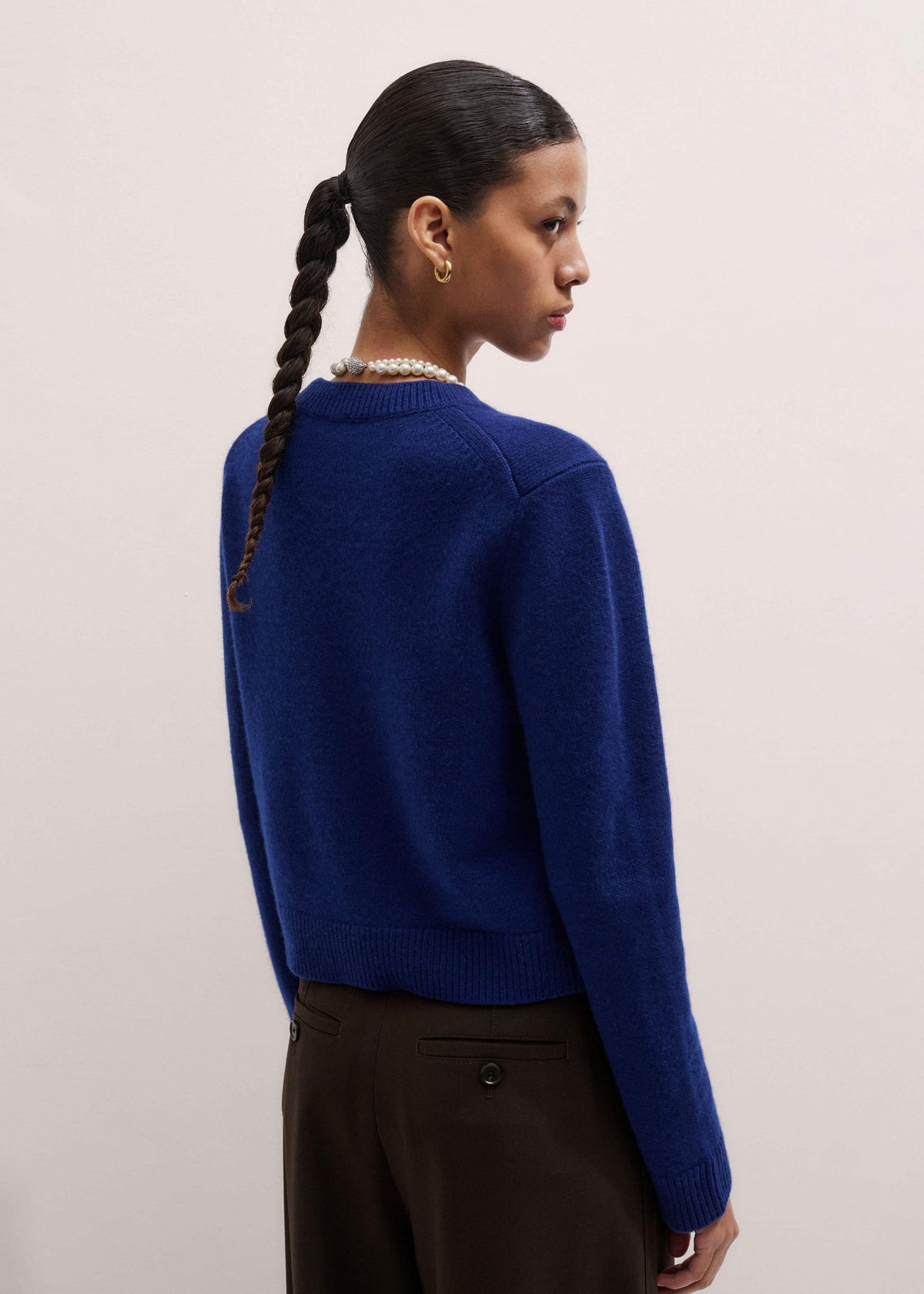 ME+EM Blue Cashmere Relaxed Crop Sweater