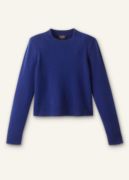 ME+EM Blue Cashmere Relaxed Crop Sweater