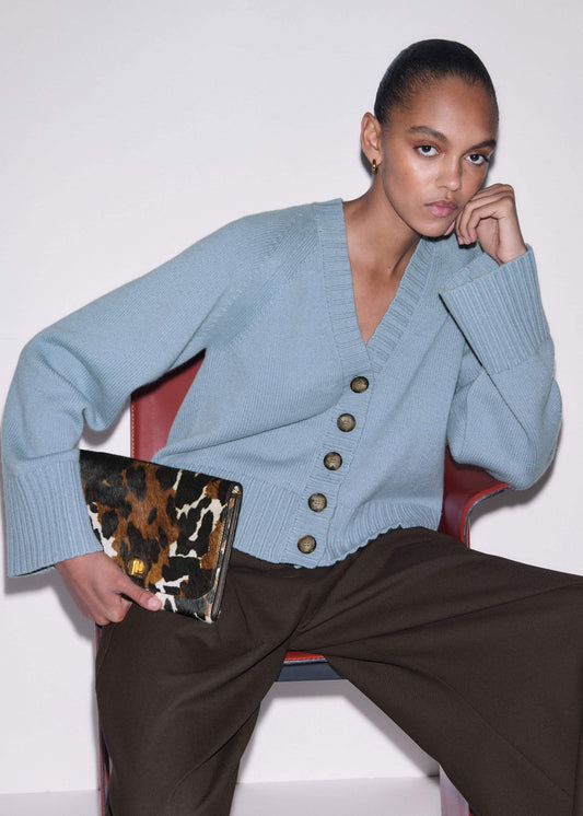 ME+EM Blue V-Neck Relaxed Raglan Cardigan