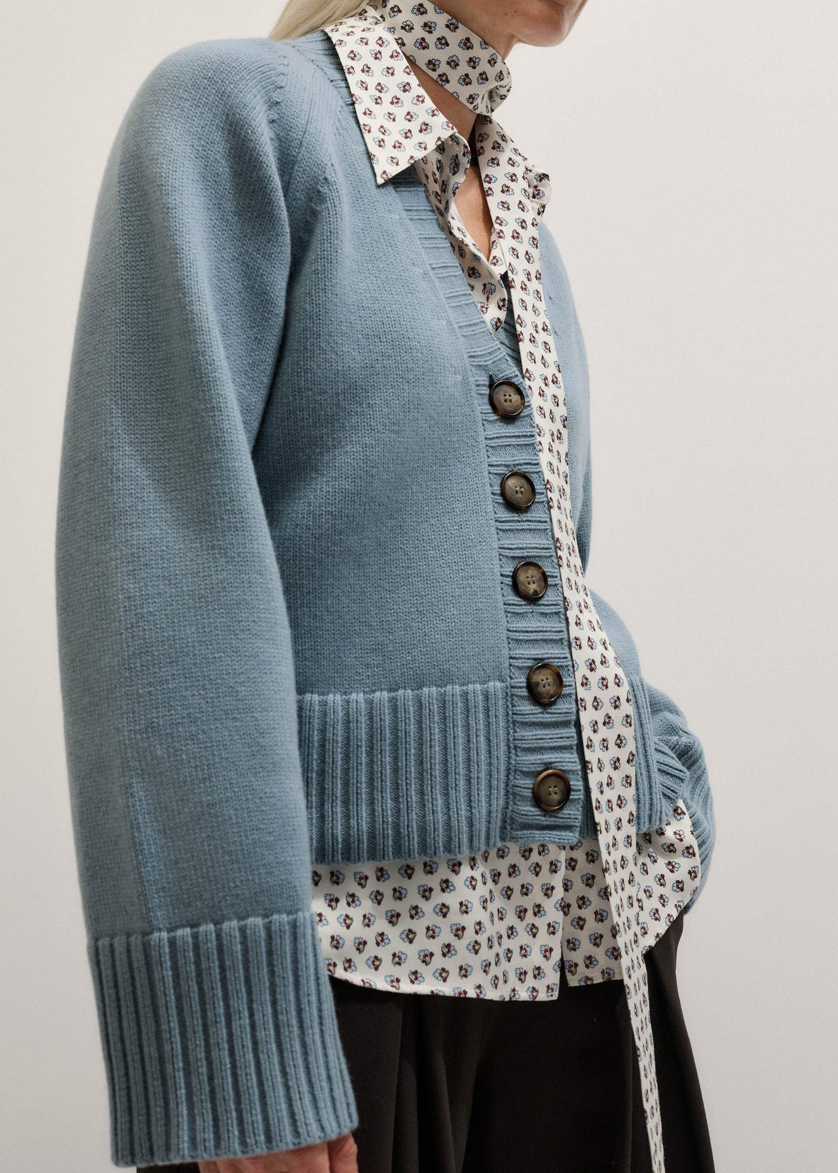 ME+EM Blue V-Neck Relaxed Raglan Cardigan