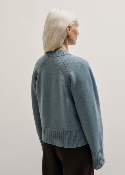 ME+EM Blue V-Neck Relaxed Raglan Cardigan