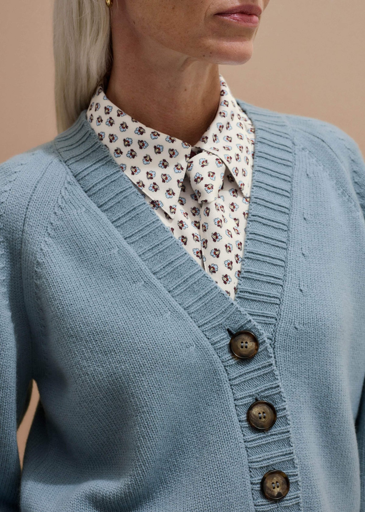 ME+EM Blue V-Neck Relaxed Raglan Cardigan