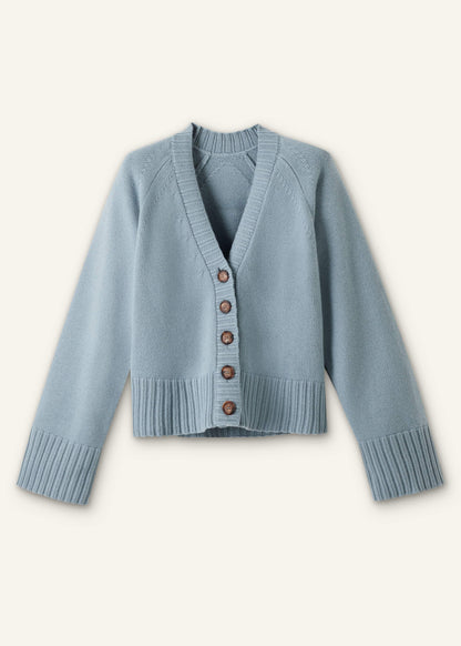 ME+EM Blue V-Neck Relaxed Raglan Cardigan