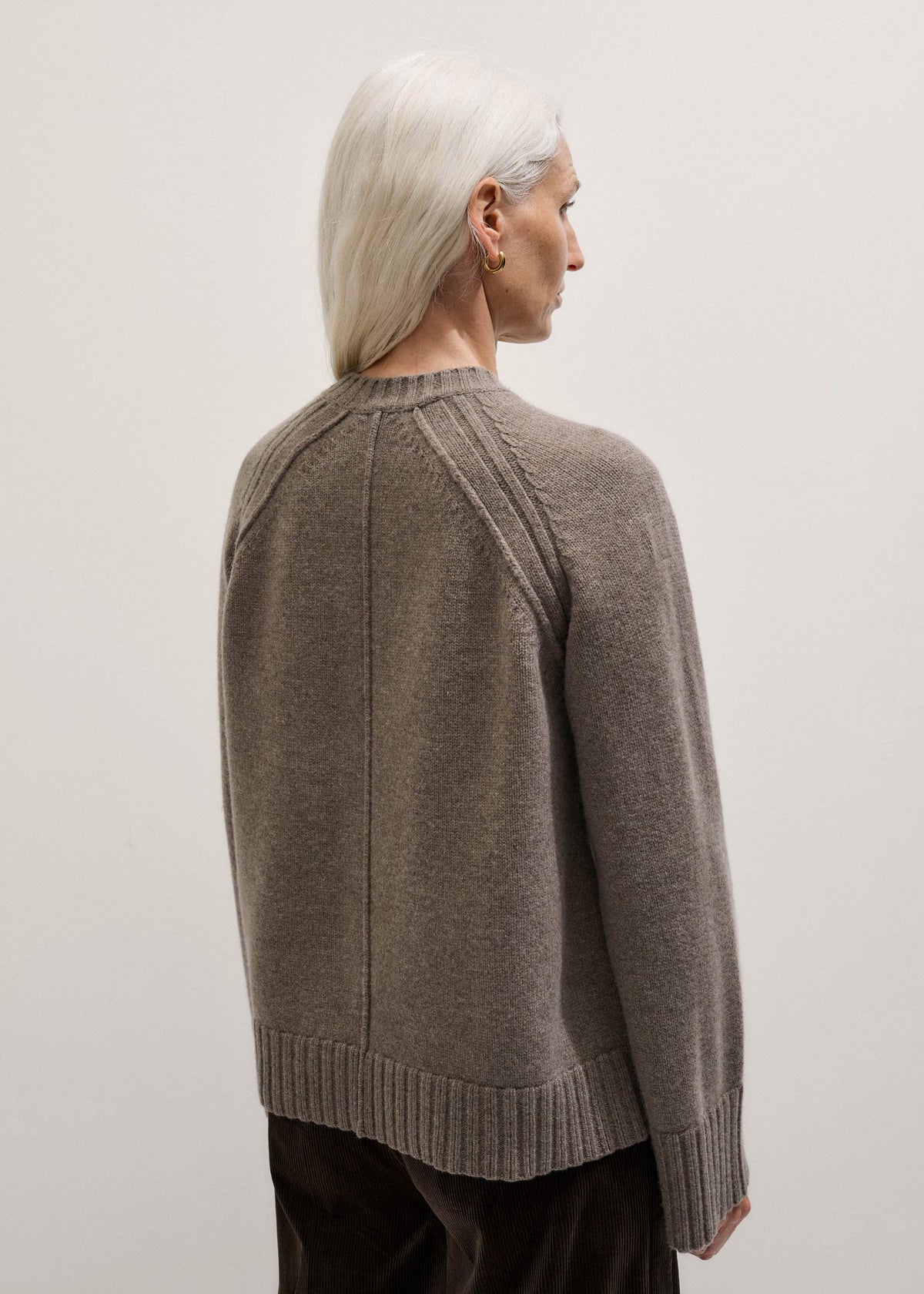 ME+EM Brown Exposed Seam Raglan Sweater + Snood