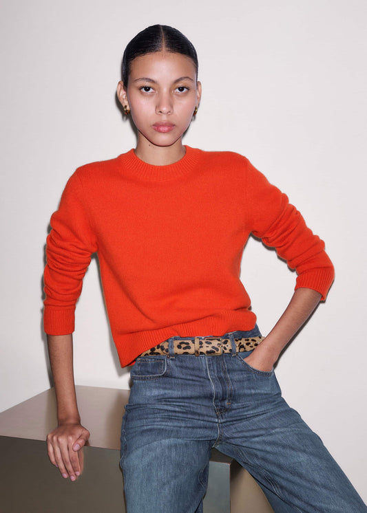 ME+EM Orange Cashmere Relaxed Crop Sweater