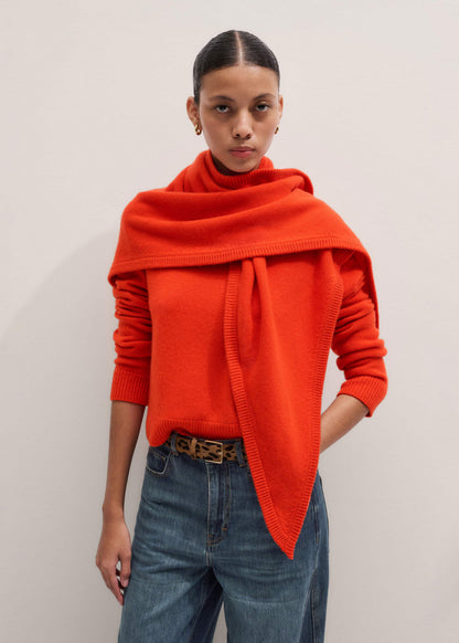 ME+EM Orange Cashmere Relaxed Crop Sweater