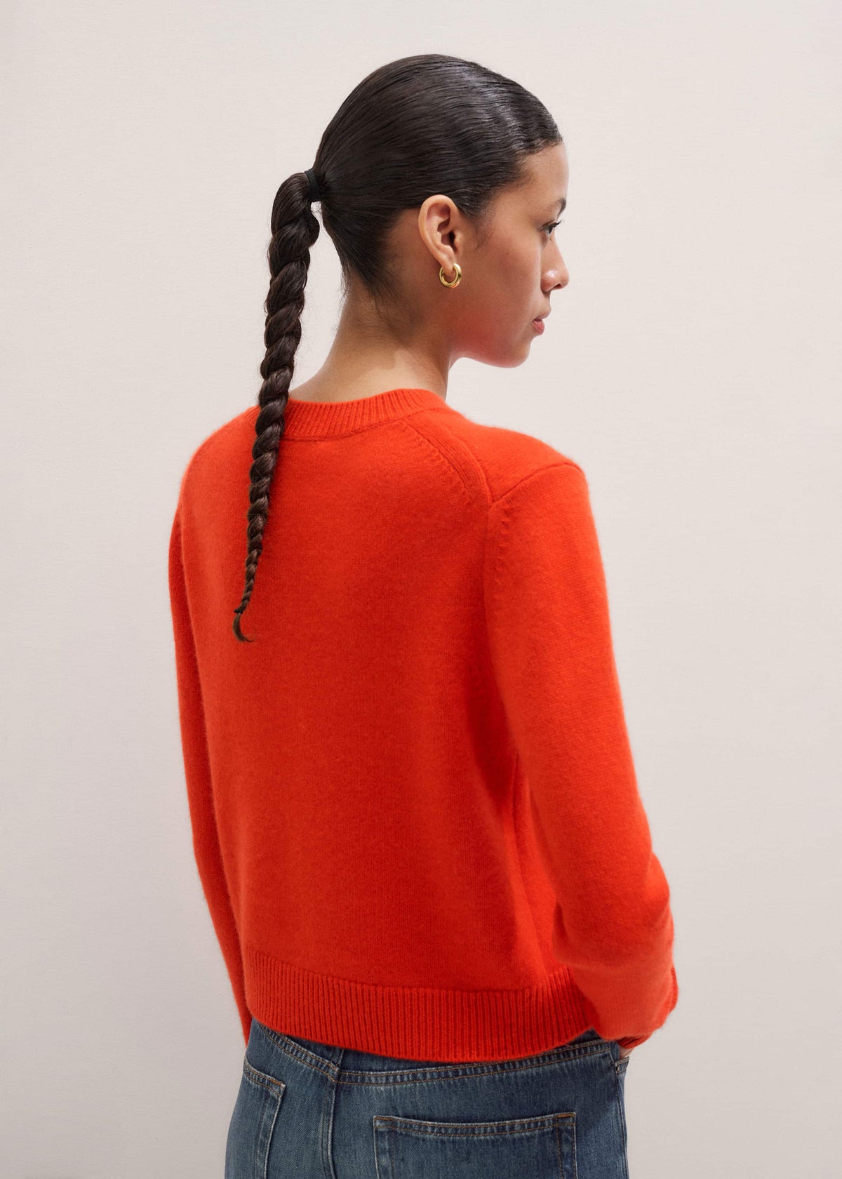 ME+EM Orange Cashmere Relaxed Crop Sweater