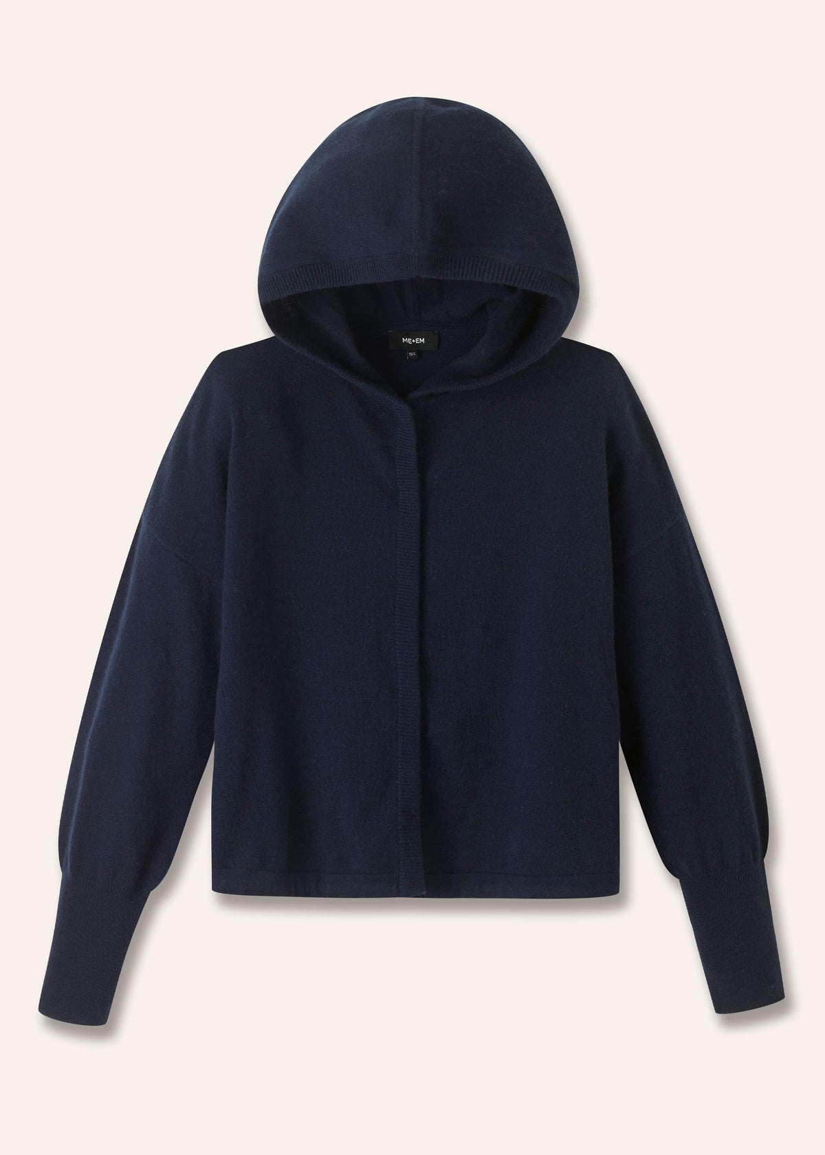 ME+EM Dark Navy Cashmere Drop Shoulder Box Crop Hoodie