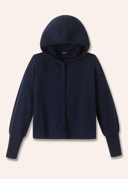 ME+EM Dark Navy Cashmere Drop Shoulder Box Crop Hoodie