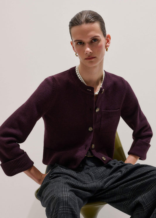 ME+EM Red Button-Through Straight Cardigan