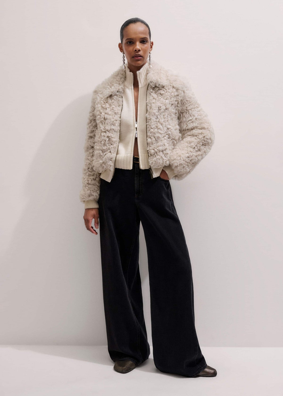 ME+EM Cream Two-Way Zip Jacket