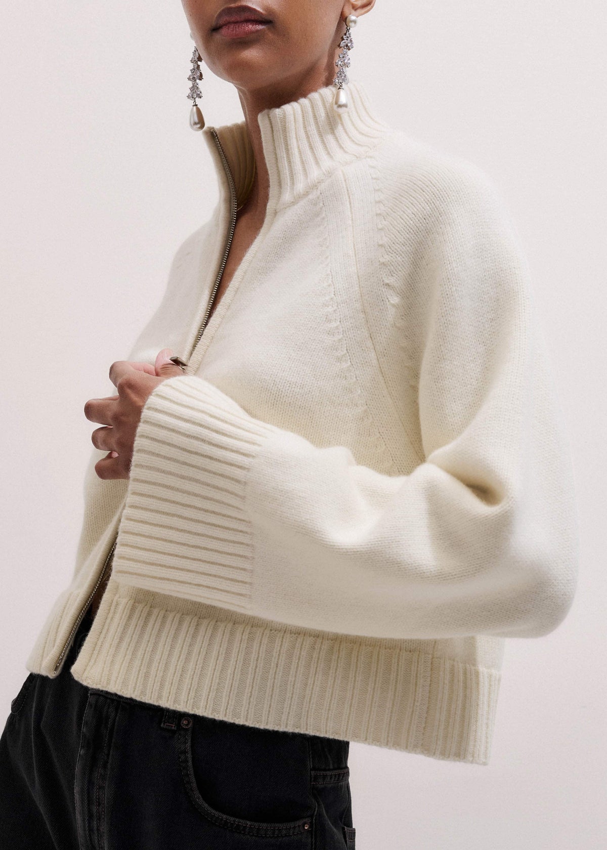 ME+EM Cream Two-Way Zip Jacket