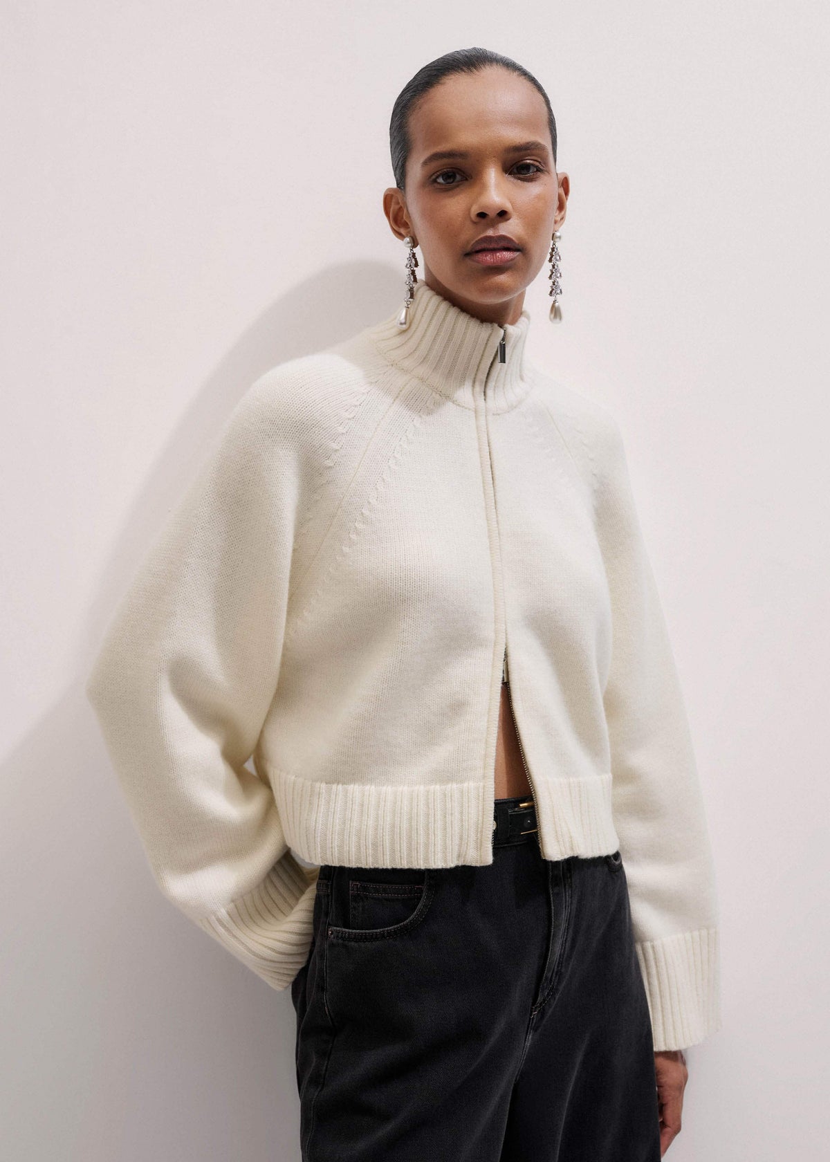 ME+EM Cream Two-Way Zip Jacket