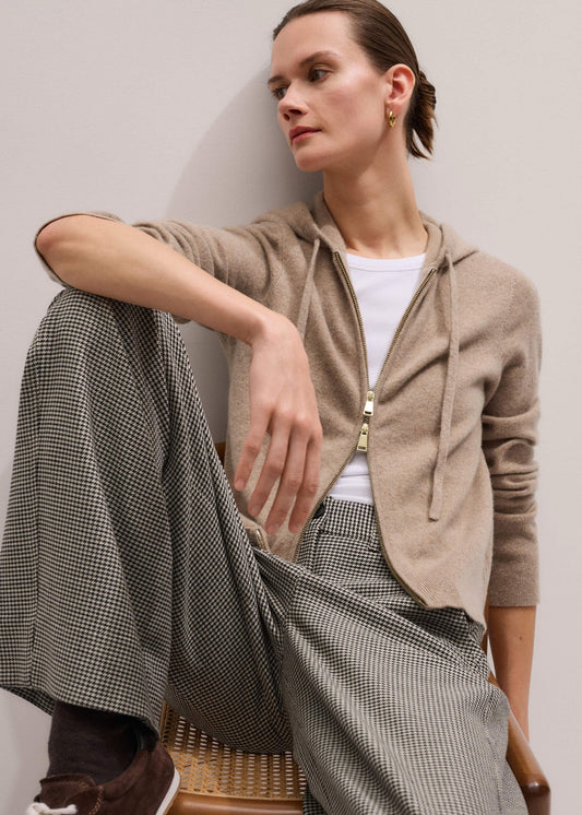 ME+EM Light Brown Cashmere Two-Way Zip Straight Hoodie