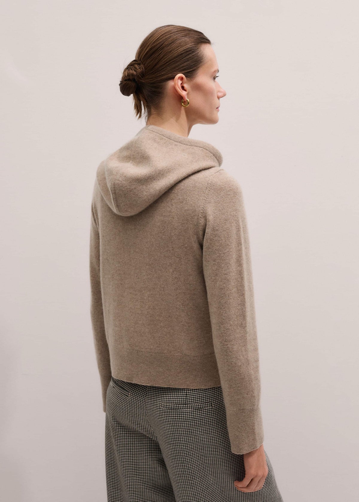 ME+EM Light Brown Cashmere Two-Way Zip Straight Hoodie