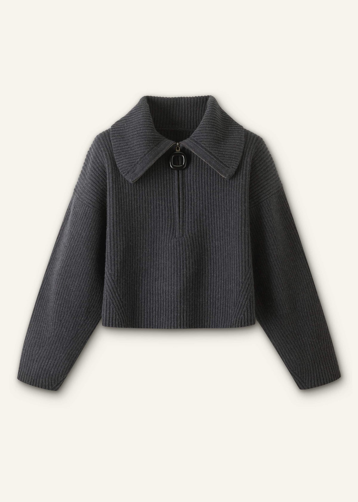ME+EM Grey Relaxed Fly Neck Zip Jumper