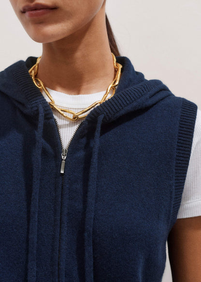 ME+EM Navy Icon Cashmere Sleeveless Blazer Hoodie | Knitwear
