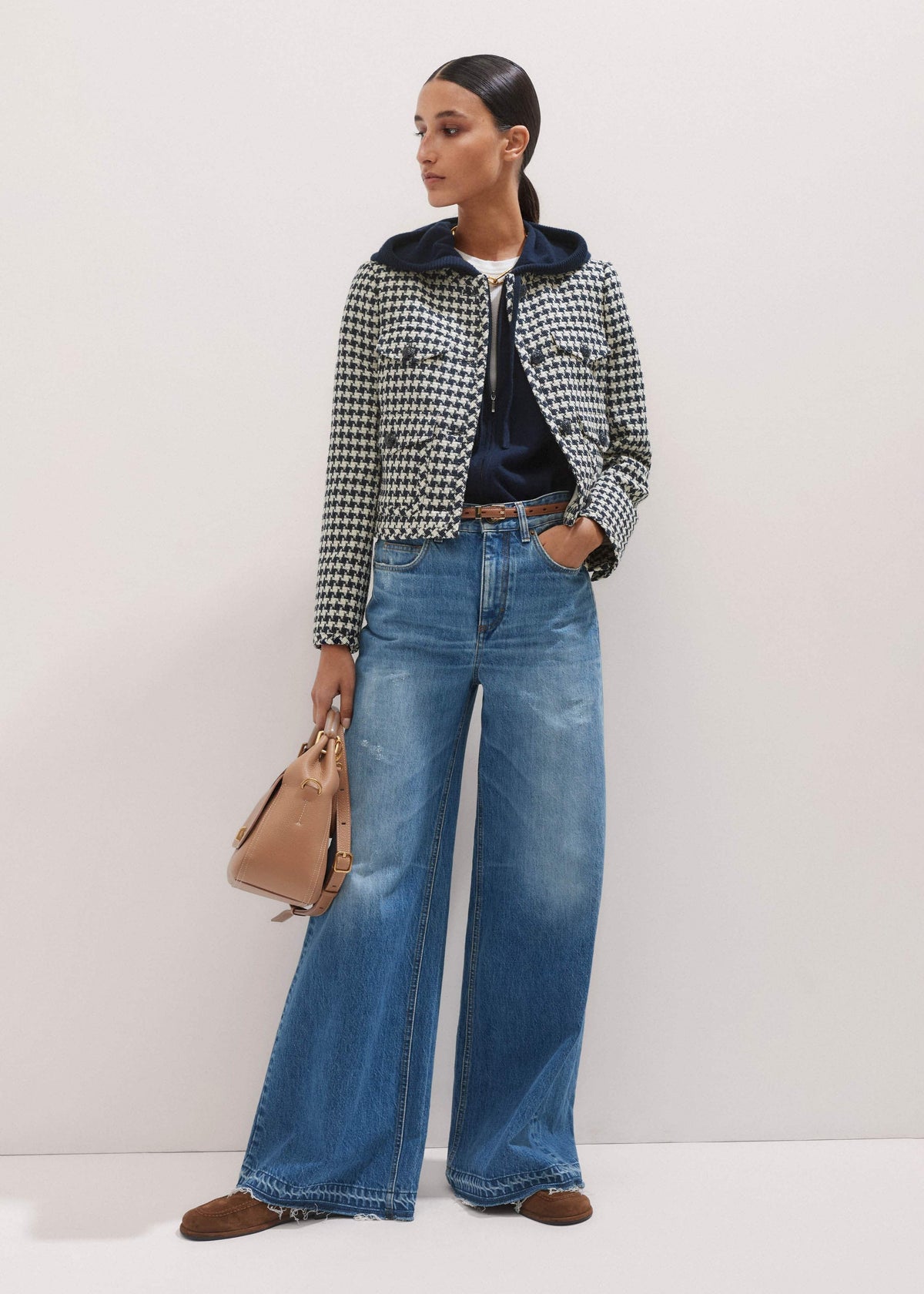 ME+EM Navy Icon Cashmere Sleeveless Blazer Hoodie | Knitwear