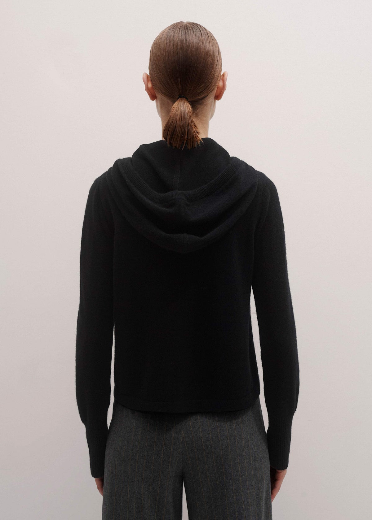 ME+EM Black Cashmere Relaxed Fit Box Zip Hoodie