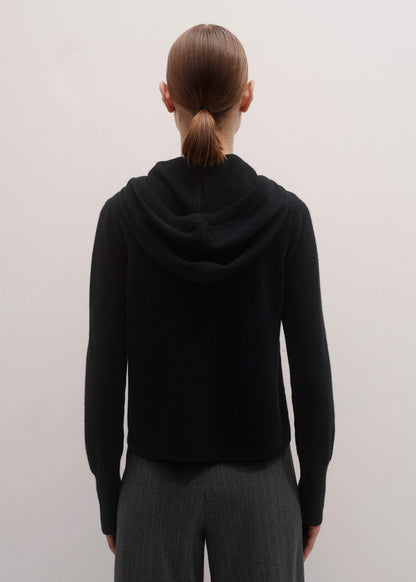 ME+EM Black Cashmere Relaxed Fit Box Zip Hoodie