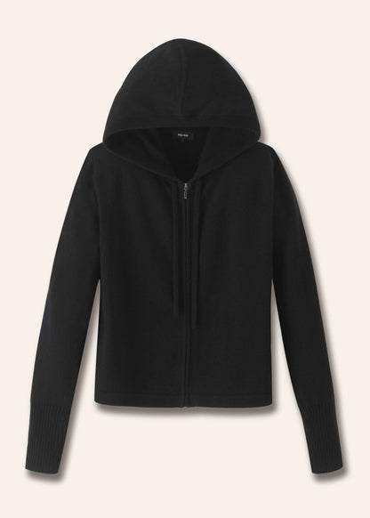 ME+EM Black Cashmere Relaxed Fit Box Zip Hoodie
