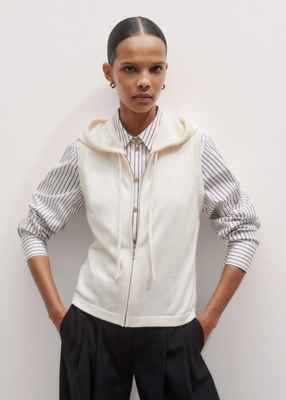 ME+EM Cream Icon Cashmere Sleeveless Blazer Hoody
