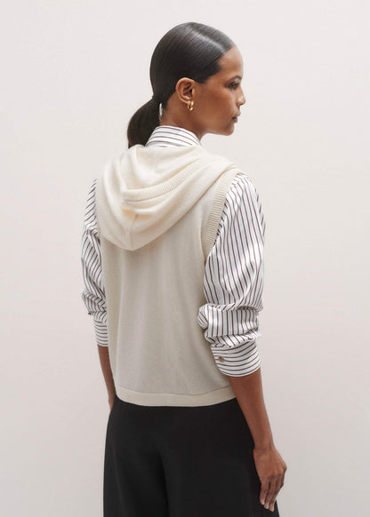 ME+EM Cream Icon Cashmere Sleeveless Blazer Hoody