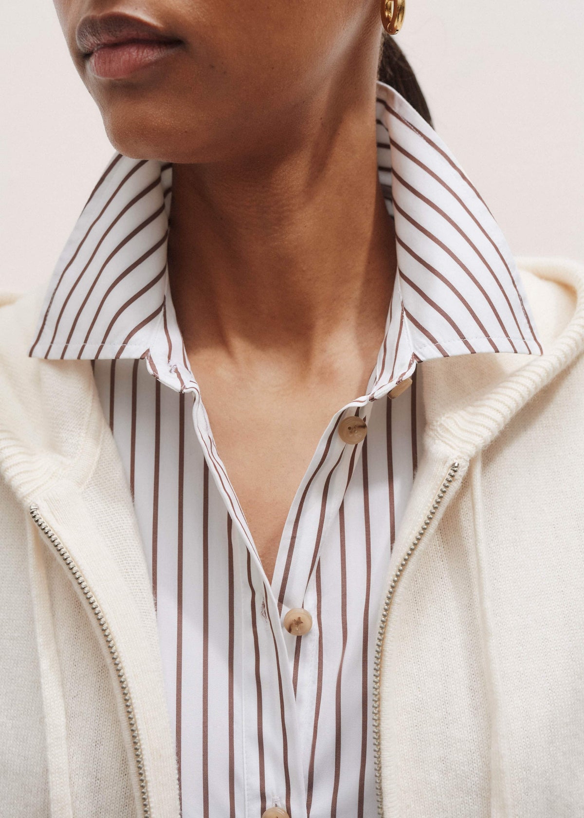 ME+EM Cream Icon Cashmere Sleeveless Blazer Hoody