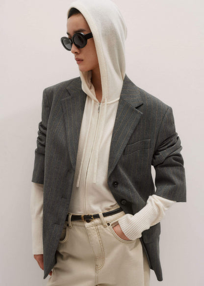 ME+EM Cream Cashmere Relaxed Fit Box Zip Hoody