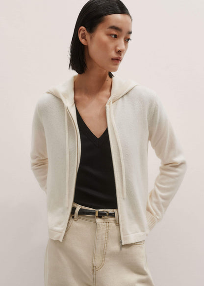 ME+EM Cream Cashmere Relaxed Fit Box Zip Hoody