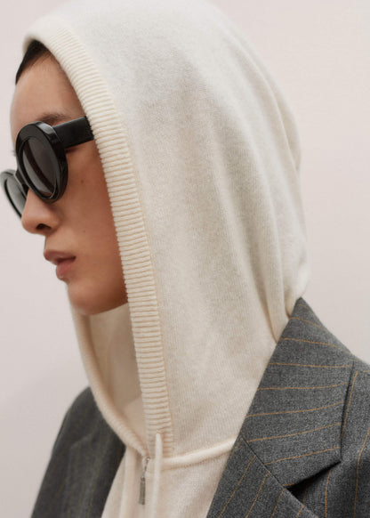 ME+EM Cream Cashmere Relaxed Fit Box Zip Hoody