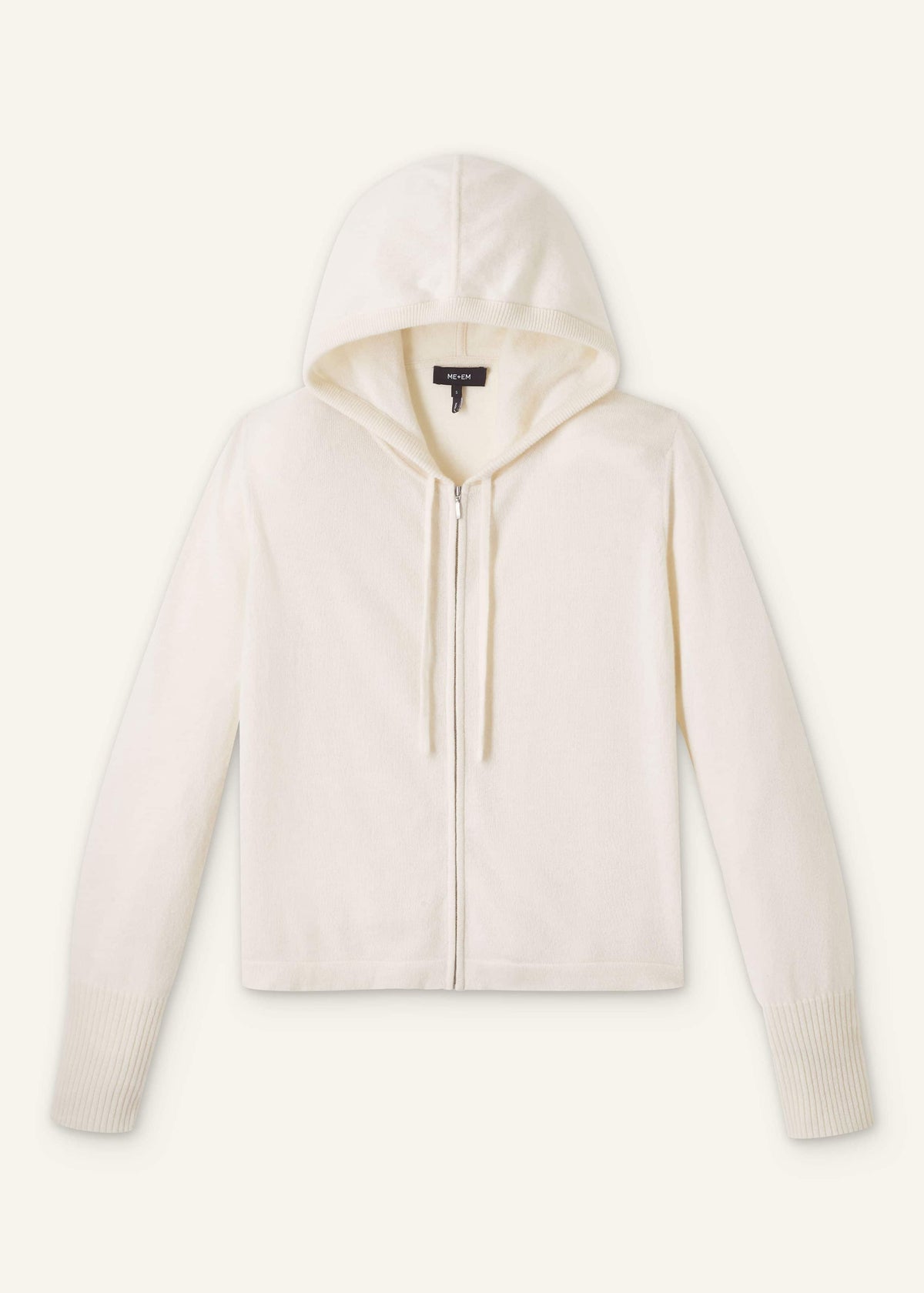 ME+EM Cream Cashmere Relaxed Fit Box Zip Hoody