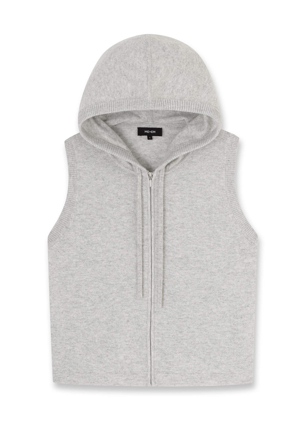 ME+EM Gray Cashmere Sleeveless Relaxed Zip Hoodie