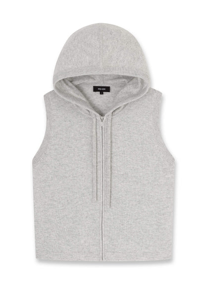 ME+EM Gray Cashmere Sleeveless Relaxed Zip Hoodie